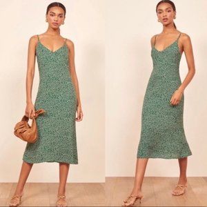 Reformation Alexandra Green Floral Dress - 10